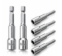 6PCS 1/4" Quick-Change Hex Shank, 8mm Magnetic Nut Driver Set, 65mm Long Magnetic Nut Driver 8mm Hex Drive Socket, Heavy-Duty Impact Bit for Drills and Impact Drivers for DIY and Repair