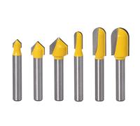 6pcs 1/4" Shank Carbide 90 Degree V-groove And Round Nose Groove Router Bit Set 3d Cnc Signmaking Lettering Engraving Cutter Woodworking Carving Cutti
