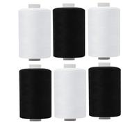 6PCS 1000 Yard per Black Thread,White Thread,Sewing Thread,Overlocking Sewing Machine Polyester Thread,Polyester Thread