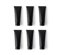 6Pcs 100ML/3.3OZ Black Empty Plastic Squeeze Bottle Refillable Makeup Travel Packing Vials Soft Tubes with Flip Cover for Facial Cleaner Toiletries