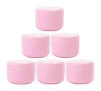 6PCS 100ML 3.4OZ Empty Refillable Pink Plastic Mini Cream Bottle with Lid and Hand Pad Portable Lotion Mask Jar Pot Vial Holder DIY Cosmetic Storage Container for Travel and Daily Life