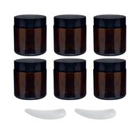 6Pcs 100ml Amber Glass Jars, Empty Cosmetic Jars with Lids, Empty Glass Pots Face Cream Lotion Storage Jar for Make Up, Sample, Travel Use