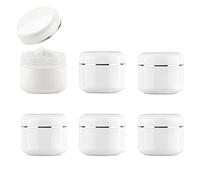 6PCS 100ML Refillable Make-up Cosmetic Jars White Plastic Jar with Inner Liners and Silver Edge Container Pot Case Bottle Travel Packing Storage Holder for Lotion Creams