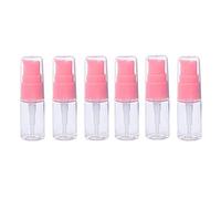 6Pcs 10ml Empty Clear Plastic Lotion Pump Bottle with Pink Press Pump Head Refillable Sample Travel Bottles Toiletries Liquid Container Dispenser for Makeup Emulsion Body Wash Shampoo