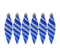 6Pcs 110mm Large Spiral Shaped Baubles,Mini Sweet Shaped Baubles,Mini Shiny & Glitter Sweet-Shaped Baubles,Christmas Baubles,Shiny & Glitter Decorated Christmas Tree Decorations(Blue)