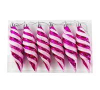 6Pcs 11CM Large Spiral Shaped Baubles Glitter Balls Christmas Tree Ornaments Decorated Hanging Baubles for Holiday Wedding Party Decoration, Rose Red