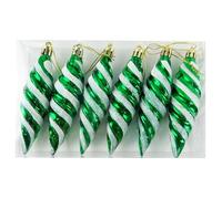 6Pcs 11CM Large Spiral Shaped Glitter Baubles Christmas Tree Ornaments Decorated Hanging Baubles for Holiday Wedding Party Decoration, Green