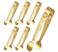 6PCS 11cm Mini Kitchen Tongs for Serving Food, Small Gold Metal Rose Sugar Cube Tong Stainless Steel Tiny Utensils for Buffet, Party, Appetizers, Ice, Salad, Toaster, Desserts and Charcuterie Board