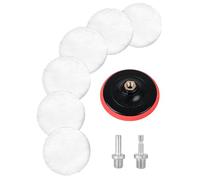 6Pcs 125mm Synthetic Wool Pads with M14 Screws & Adhesive Backing Pad for Angle Grinders/Polishers, Car Waxing Discs 5 Inch Buffing Polishing Pads for Auto Detailing, Metal & Wood Finishing