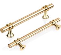 6Pcs 128Mm Gold T Bar Kitchen Cupboard Handles, Elegant Matte Golden Wardrobe Do