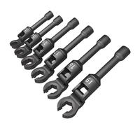 6Pcs 12mm-19mm Long Flexible Head Crows Foot Line Wrench Set 3/8inch Drives Injectors Fuels Line Nut Socket Wrench Ergonomic Handle