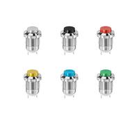 6PCS 12mm Metal Push Button Switch High Head Momentary 1NO Self-reset Welding Feet(Each color 1 PCS)