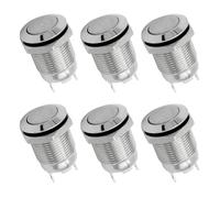 6pcs 12mm Push Button Switch Latching Momentary Self reset Waterproof Electric Power Button Switch On Off 2pin 1NO 3A/250V(Flat Round-Momentary)