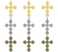 6Pcs/12Pcs Tibetan Metal Cruz Del Perdon Catolica Pardon Crucifix Charm St Benedict Medals and Milagrosa Medal Pendant for Diy Prayer Rosary Making Supplies, S, Zinc, No Gemstone