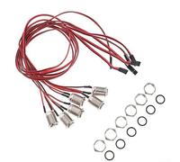 6pcs 12V Momentary Push Button Switch 12mm Metal Shell 2P Pre-wired IP65 Waterproof Suitable for Automotive Marine and Industrial Controls