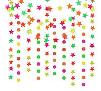 6PCS 13ft Round Neon Paper Stars Streamers Black Light Decorations for Glow Party Supplies and Favors Glow in The Dark (3PCS Round and 3PCS Star)