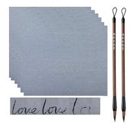 6pcs 17x13 inches Water Drawing Writing Cloth Reusable Water Paper Chinese Calligraphy Mat for Students Practice Felt Mat No Ink for Beginners Practicing with 2 Chinese Writing Brushes