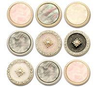 6pcs 18-25mm Decor Sewing Metal Pearl Gold Rhinestone Black Jean Buttons for Clothing Craft Needlework Accessories Luxury for Clothing Bridal(Color9,22mm. 6 Pieces)