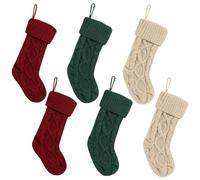 6Pcs 18In Cute Christmas Stockings Large Capacity Knitted Stocking Gift Bag
