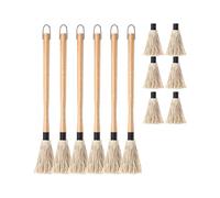 6Pcs 18Inch Grill Basting Mop with 6 Extra Replacement Heads BBQ Sauce Basting Mops Brush with Long Wooden Handle