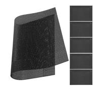 6pcs 18x12 Inch Black PVC Placemats for Kitchen and Dining Tables | Washable, Heat Resistant, Non Slip Design, Waterproof Surface, Stain Resistant Finish for Cafes