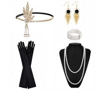 6Pcs 1920s Accessories for Women Flapper Great Gatsby Accessories Set | Flapper Accessories for Women,High quality Materials,Vintage Design for Parties Masquerades Halloween Weddings Events