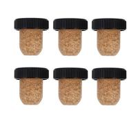 6pcs 19mm Cork Stopper for Wine Bottles, T Handle Reusable Bottle Seal | Black Wooden Plastic and Natural Cork Construction, Fits Most Standard Vinegar Bottles, Restaurant Service or Cafe Use