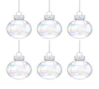 6pcs 2.5'' Christmas Decoration Balls, Plastic Clear Christmas Ball Set, DIY Fillable Decorative Balls for Home Wedding Party Decor (6PCS)