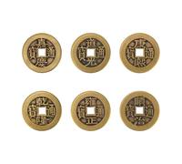 6pcs 2.8cm/1.1in Chinese Feng Shui Coins, Thick 1.8mm/0.07in Premium Brass I Ching Ancient Emperor Coins for Wealth Luck & Success for Divination Home Decor & Good Fortune