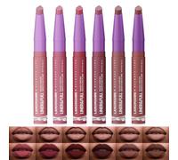 6PCS 2-in-1 Lipstick and Liner Set, Dual-Function Lip Colour with Precision Flat Edge Tip, Matte Long Lasting Lip Combo Kit for Full Defined Lips (Set A)