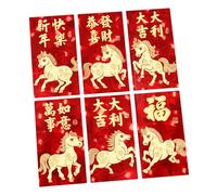 6PCS 2026 New Year Envelopes with Horse Illustrations Elegant Thick Paper Construction Gift Money Pocket Cartoon Horse Designs Red Packets