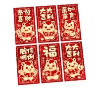 6PCS 2026 New Year Envelopes with Horse Illustrations Elegant Thick Paper Construction Gift Money Pocket Horse Zodiacs Money Bag