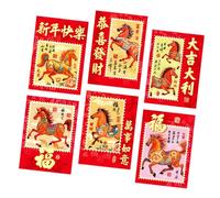 6PCS 2026 New Year Envelopes with Horse Illustrations Thick Paper Construction Gift Money Pocket Money Holders