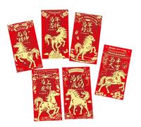 6Pcs 2026 The Year of Horse Lucky Money Pocket Festival Red Envelopes Paper Money Bag for Chinese New Celebration Red Envelope Pack of Horse