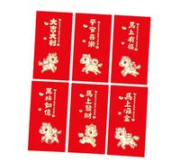 6Pcs 2026 Year of Horse Prosperity Envelopes Chinese New Year Red Money Pockets for Celebrations Traditional Blessing Money Envelopes