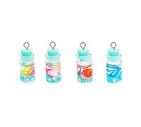 6Pcs 20X10Mm Mini Glass Wishing Bottle Pendants of Mixed Colours Small Clear Transparent Jar Wooden Stopper Glass Bottle Convenient and nice