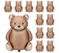 6pcs 21x35'' Big Brown Bear Balloons Foil Matte Cartoon Baby Shower Birthday Bear Balloon for Home Decor Woodland Jungle Animal Farm Safari Themed Party