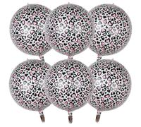 6Pcs 22 Inch Leopard Print Balloons Cheetah Pattern Birthday Party Decorations Pink Leopard Pattern 4D Round Aluminium Foil Balloons for Jungle Theme Zoo Safari Wild Birthday Party Wedding Baby Shower