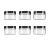 6PCS 250ML Gram/8oz Empty Plastic Clear Wide Mouth Round Jars with Black Lids Cosmetic Makeup Storage Bottles Cream Lotion Container Holder Dispenser for Eyeshadow Powder Dry Goods