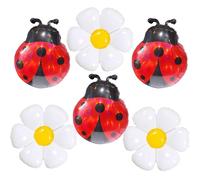 6pcs 25inch Ladybug Balloons Daisy Balloon Bug Balloons for Lady Bug Birthday Party Decorations Bug Babu Shower Party Jungle Theme Party Daisy Young Wild and Three Party Decorations