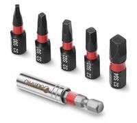 6PCS 25mm Square Bits SQ0-4 & 60mm Magnetic Holder, 1/4" Hex for RV DIY | CNC Machined Impact Driver Bits; Anti Rust S2 Steel Finish; Ideal For Furniture Assembly & Rv Repair; Handy Storage Box