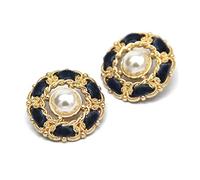 6pcs 25mm Vintage Metal Pearl Buttons for Clothes Women Coat Blouse Decorative Buttons Sewing Accessorie, Blue, 25mm