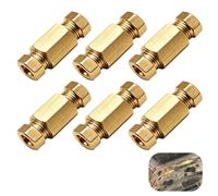 6Pcs 3/16" Brake Pipe Fittings Set,Brass Compression Tube Fitting | 4.75mm SAE Flaring Brake Line,6 Unions and 12 Nuts,Inverted Flare Fittings for Hydraulic Brake System
