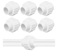6Pcs 3/4’’ PVC Union Pipe Fittings, 3/4’’ PVC Coupling Adapters(Socket x Socket), No-Leak PVC Pipe Connectors with EPMD O-Ring for Water Supply Pipes, Irrigation, Pools