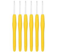 6Pcs 3.5mm Aluminum Soft Grip Rubber Ergonomic Handle Crochet Hook Knitting Needles US Size E (Size 4) for DIY Yarn Craft,Nice Gift for Women Adults Kids Children Beginners (Yellow)