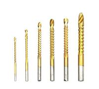 6Pcs 3-8mm Drill Saw Bit Set Titanium Twist Drill Bits for Wood Meta Plastic Hole Tool Serrated Side Cutting Drill Bits Set for Woodworking Carpentry DIY 3/4/5/6/6.5/8mm Building Engineering Tools