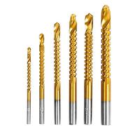 6pcs 3-8mm Titanium HSS Drill & Saw Bit Set Cutting Carpenter Wood Metal Plastic Hole Tool Carpenter Wood Metal