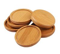6pcs 3 inch Bamboo Round Plant Saucer, Mini Flower Pot Tray for Cactus Plant Pot Flower Pot Container Planter Bonsai Pots,no Plants Pot