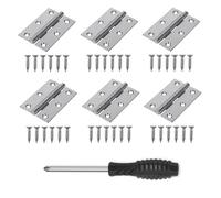 6Pcs 3 inch Satin Chrome Brushed Hinge for Fire Door, Steel Fire Rated Internal Door Hinges, Ball Bearing Hinge for Internal Use in Residential and Commercial Buildings with Screws and Screwdriver