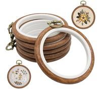 6Pcs 3 Inch Small Embroidery Hoops, - Premium Oval Rubber Imitation Wooden Decorative Embroidery Hoops Frame for Cross Stitch, Wall Display & DIY Craft Decor -Great Gift for Embroidery Lovers